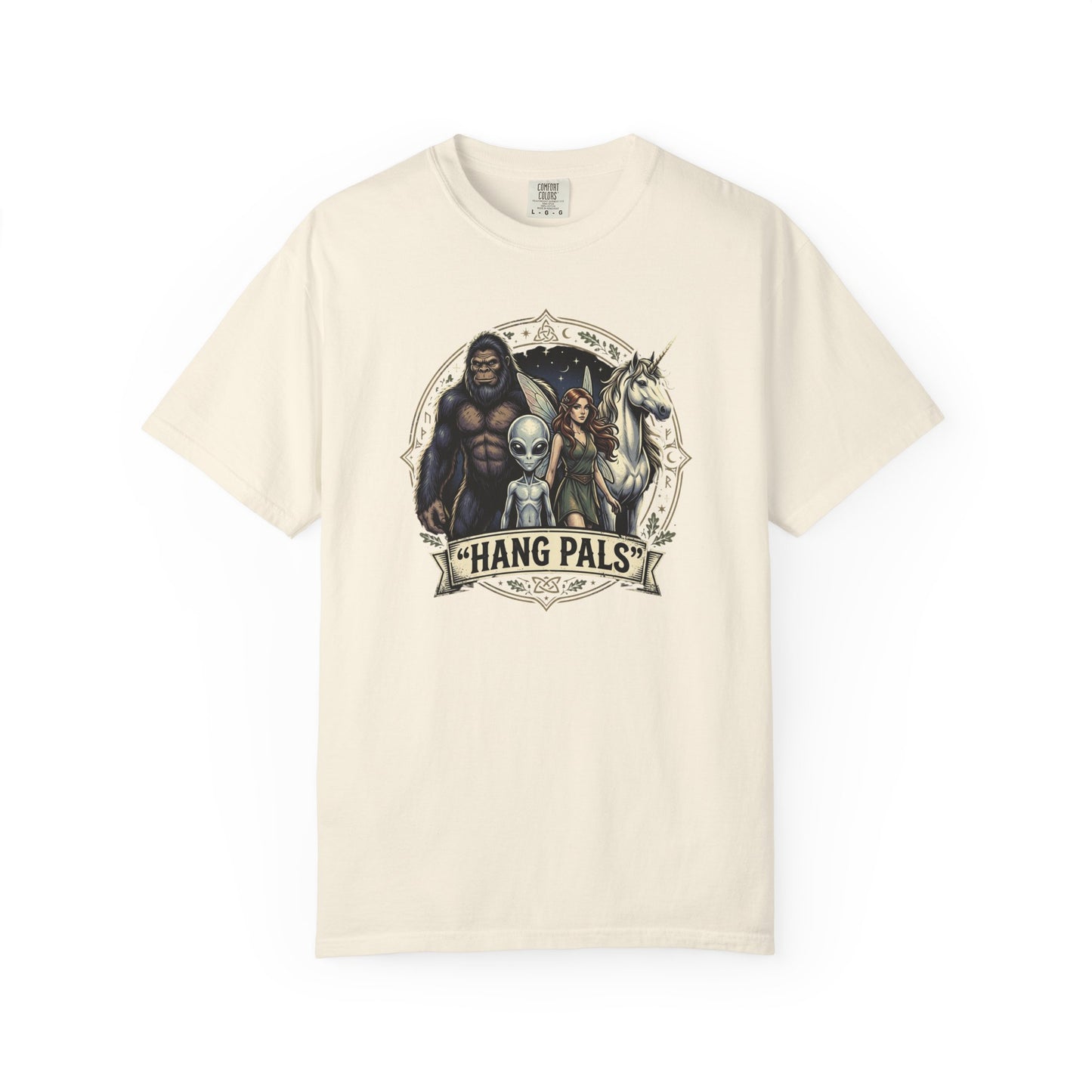 Hang Pals Graphic T-Shirt — Bigfoot, Alien & Unicorn Funny Crew Tee