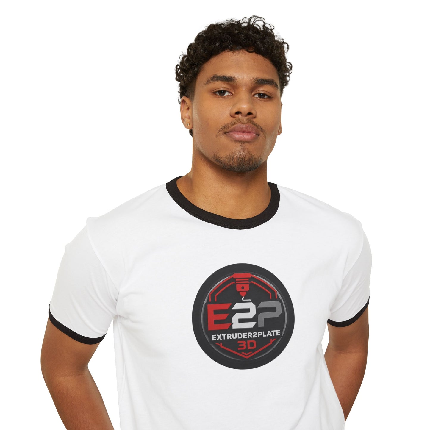 Extruder2Plate 3D Logo Ringer Tee (Extruder2Plate.com)