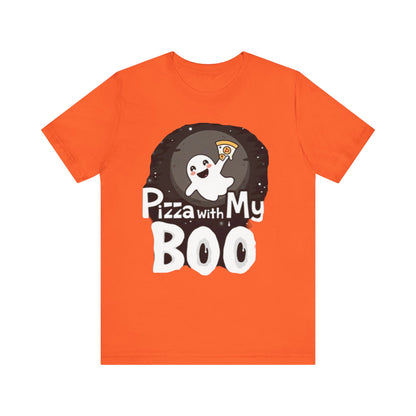 Ghost Pizza Boo Tee - Unisex Jersey Short Sleeve T-Shirt, Funny Halloween Shirt, Spooky Costume, Ghost Lover Gift, October Celebration