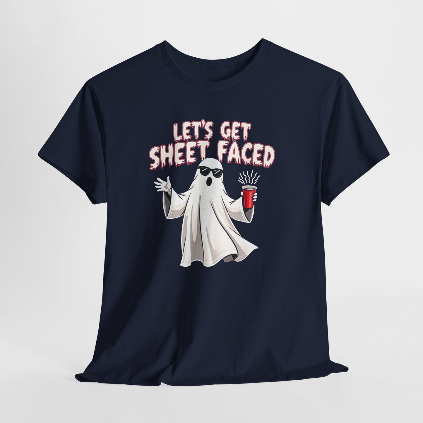Let's Get Sheet Faced Ghost T‑Shirt — Funny Halloween Party Tee