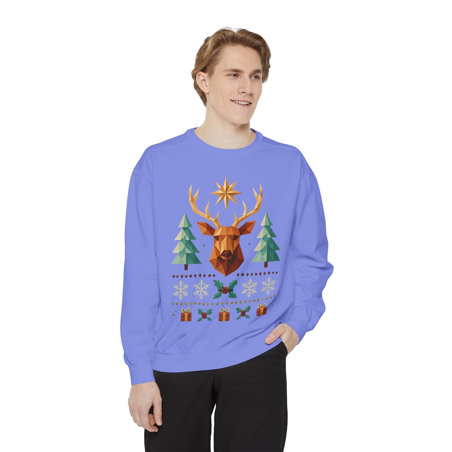 Reindeer Forest Sweatshirt — Vintage Holiday Moose Crewneck