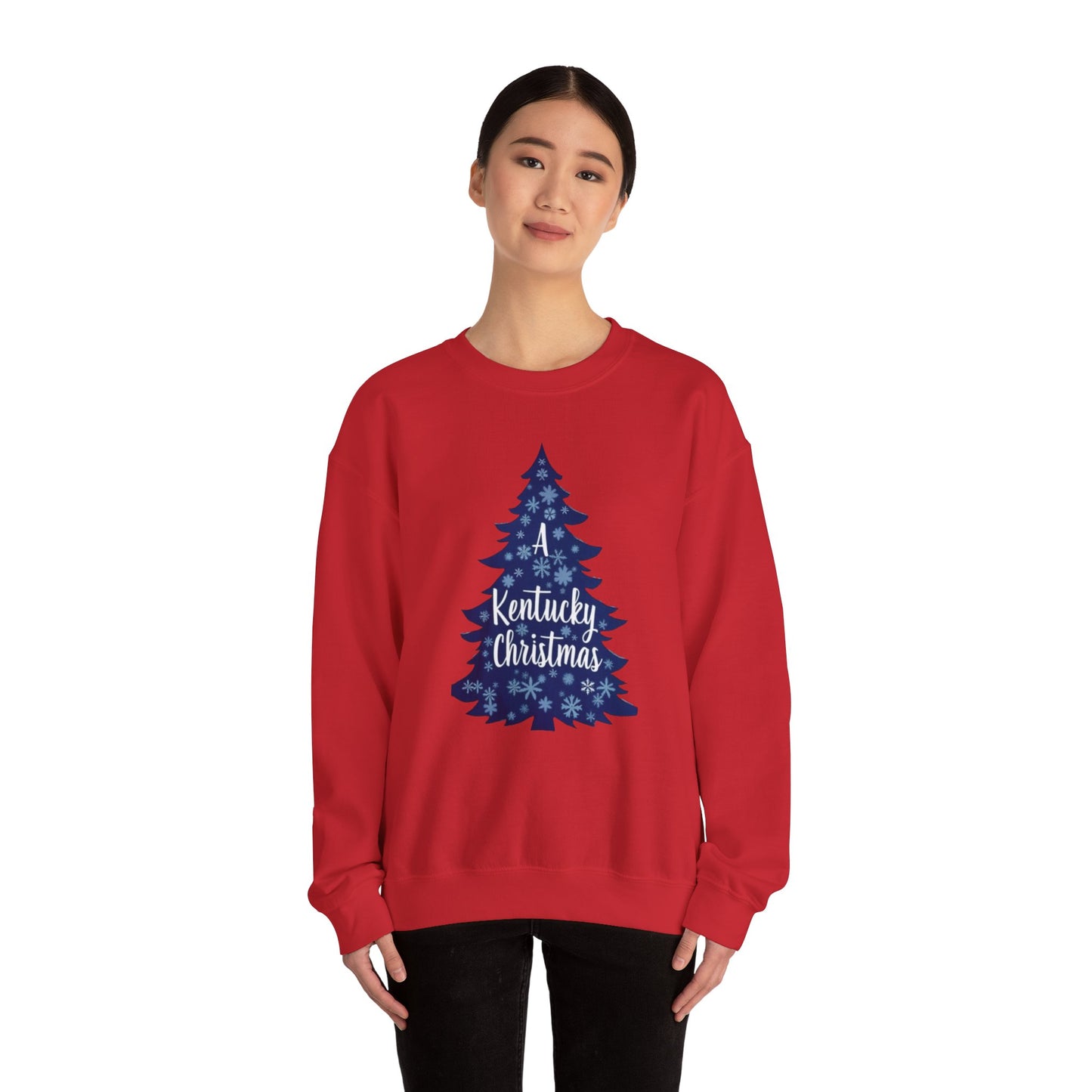 Kentucky Christmas Sweatshirt — Blue Plaid Tree Holiday Crewneck