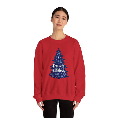 Kentucky Christmas Sweatshirt — Blue Plaid Tree Holiday Crewneck