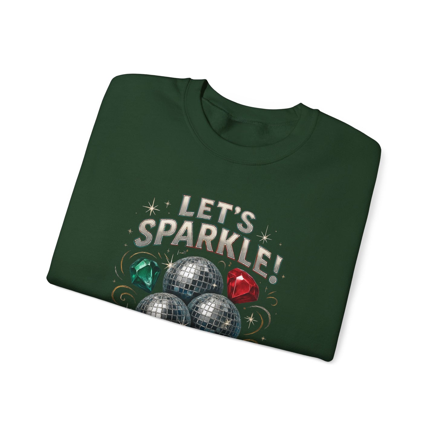 Crewneck Sweatshirt - "Let's Sparkle" Disco Ball Holiday Party Pullover