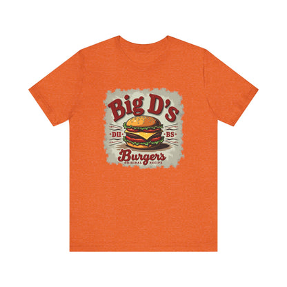 Big D's Burgers Unisex Jersey Tee - Fun Foodie Shirt, Casual Wear, Burger Lover Gift, Retro Fast Food T-Shirt, Summer BBQ Fashion - Psychonaut Swag