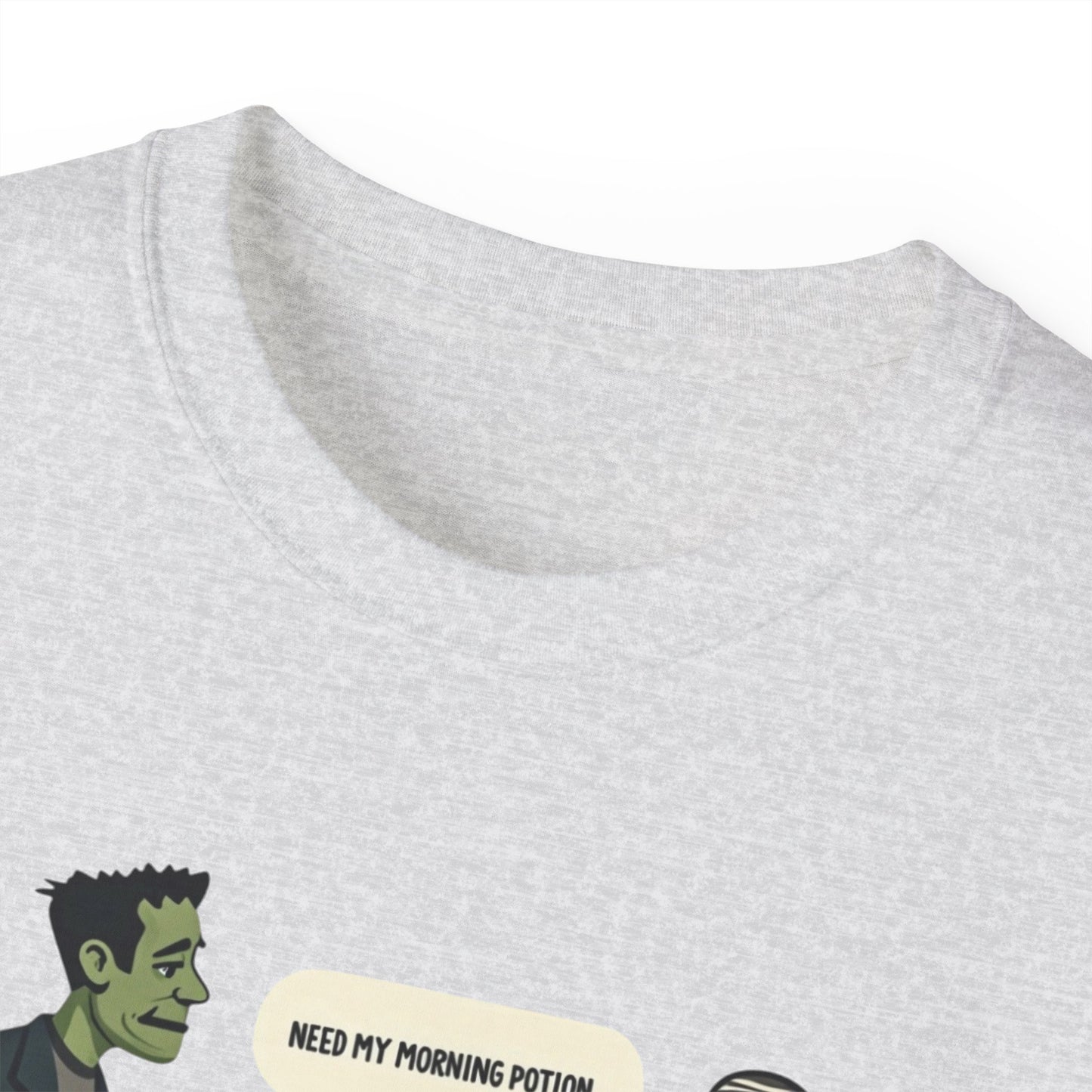 Funny Halloween Tee — Frankenstein & Mummy Coffee Joke Shirt