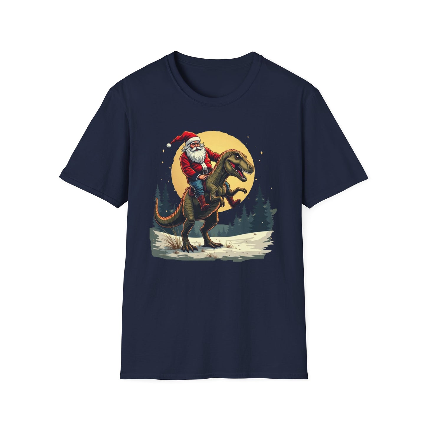 Santa Riding T-Rex T-Shirt — Funny Christmas Dino Tee