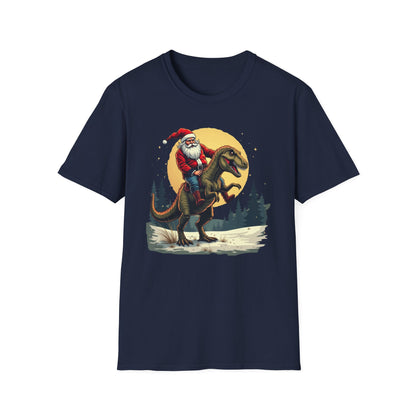 Santa Riding T-Rex T-Shirt — Funny Christmas Dino Tee