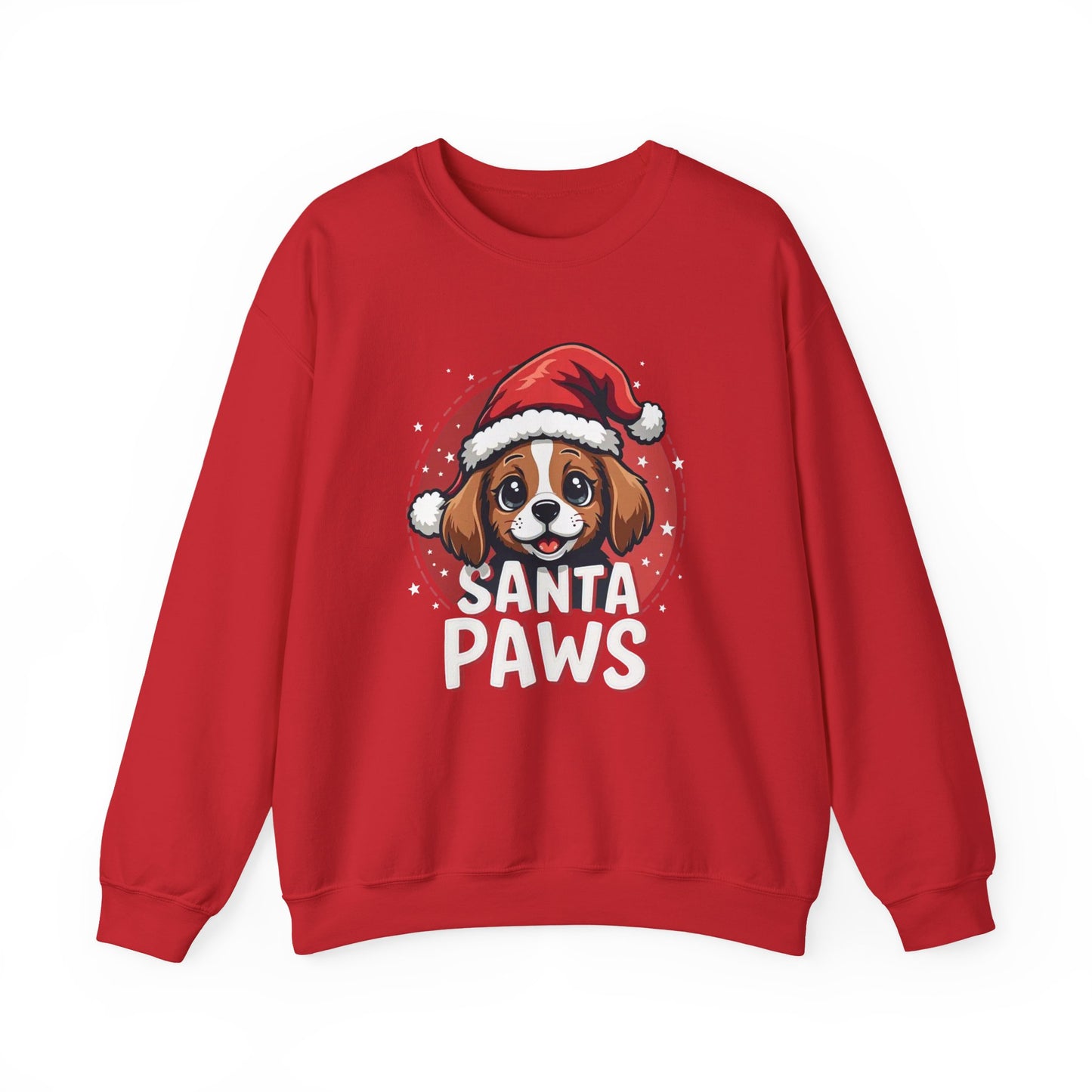 Christmas Dog Sweatshirt — "Santa Paws" Cute Puppy Holiday Crewneck