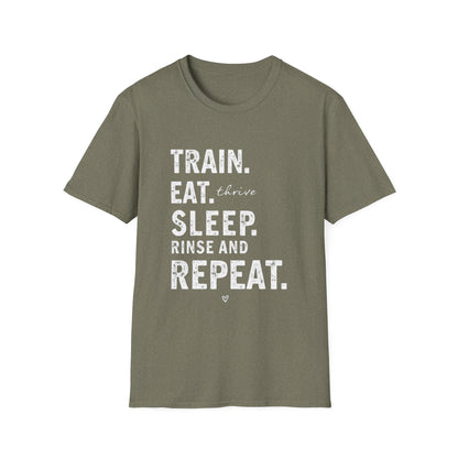 Train Eat Sleep Repeat T-Shirt, Fitness Apparel, Gym Wear, Motivational Shirt, Casual Unisex Tee - Psychonaut Swag
