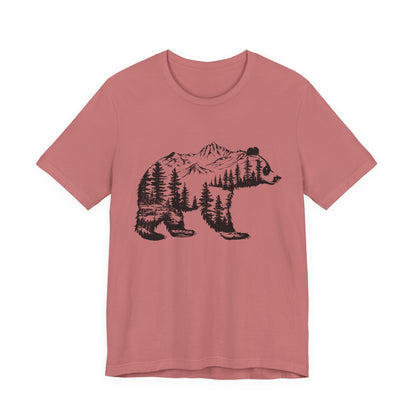 Mountain Bear Graphic Tee — Forest Silhouette Nature T-Shirt