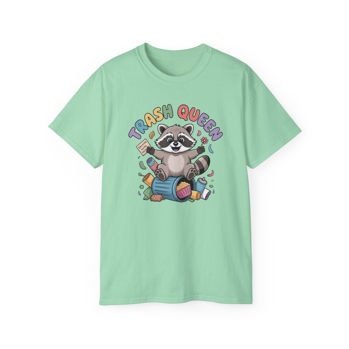 Trash Queen T‑Shirt — Cute Raccoon Recycling Humor Tee