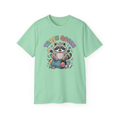 Trash Queen T‑Shirt — Cute Raccoon Recycling Humor Tee