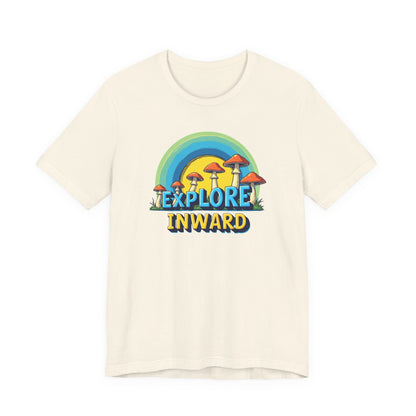 Explore Inward T-Shirt — Retro Mushroom Rainbow Graphic Tee