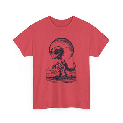 Dinosaur Hybrid, Graphic Unisex Heavy Cotton Tee | UFO Lover T-Shirt | Space-Themed Apparel - Psychonaut Swag