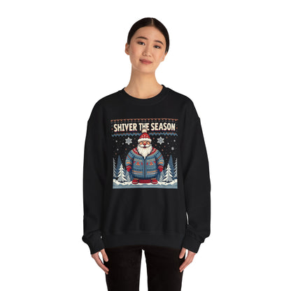 Crewneck Sweatshirt — "Shiver the Season" Santa Winter Graphic