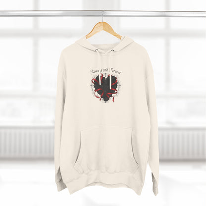 Rose Heart Hoodie — "Always and Forever" Gothic Floral Fleece Pullover