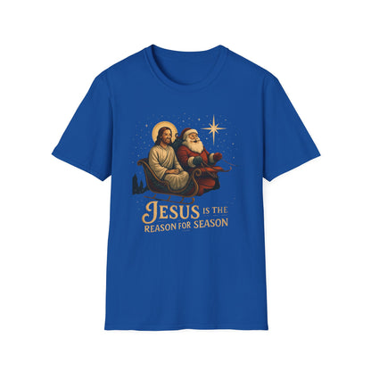 Jesus Is the Reason Of the Season T-Shirt — Vintage Nativity & Santa Christmas Tee
