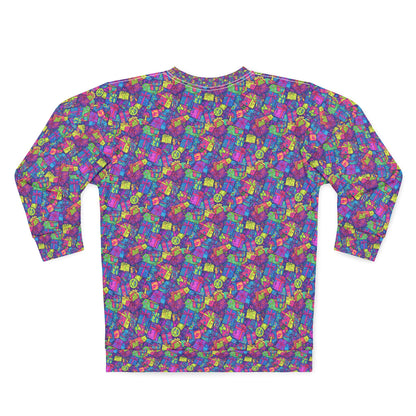 Retro 90's print Christmas Sweater, Unisex Sweatshirt (AOP)
