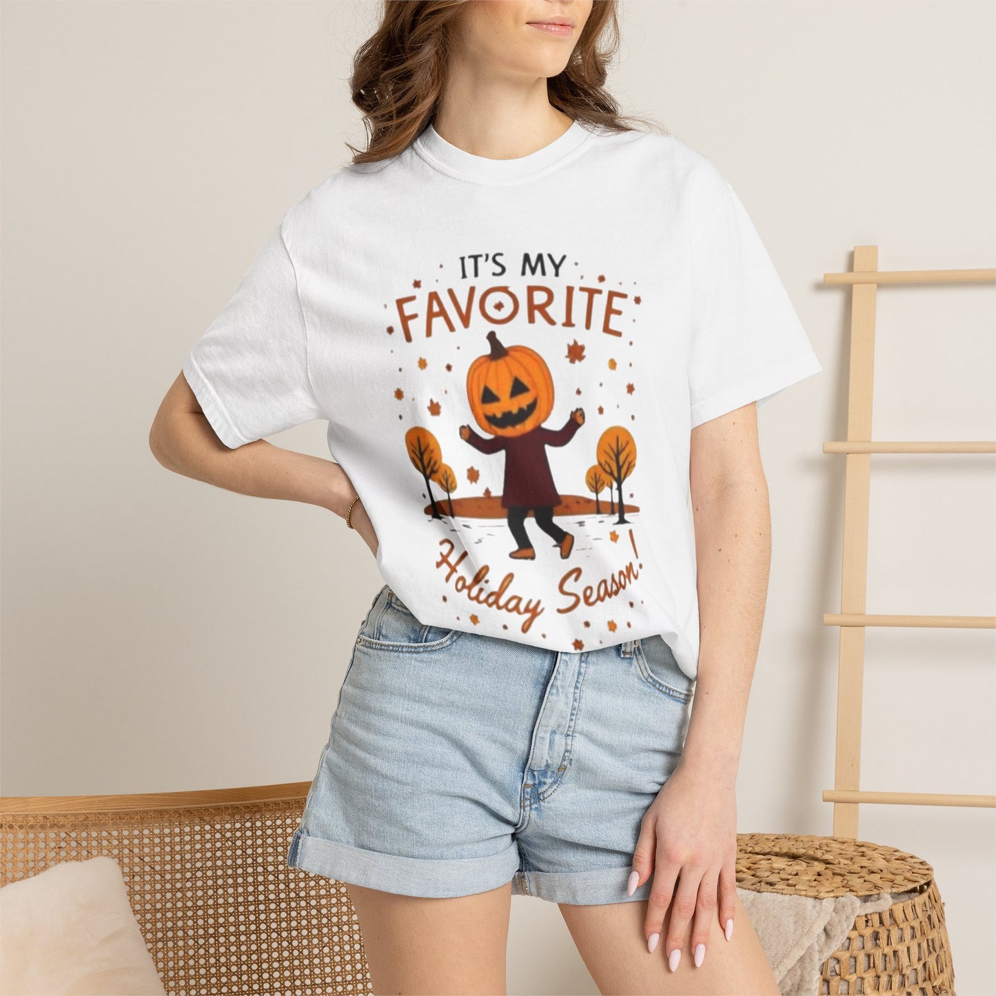 Halloween Pumpkin Head T-Shirt — "It's My Favorite Holiday Season!"