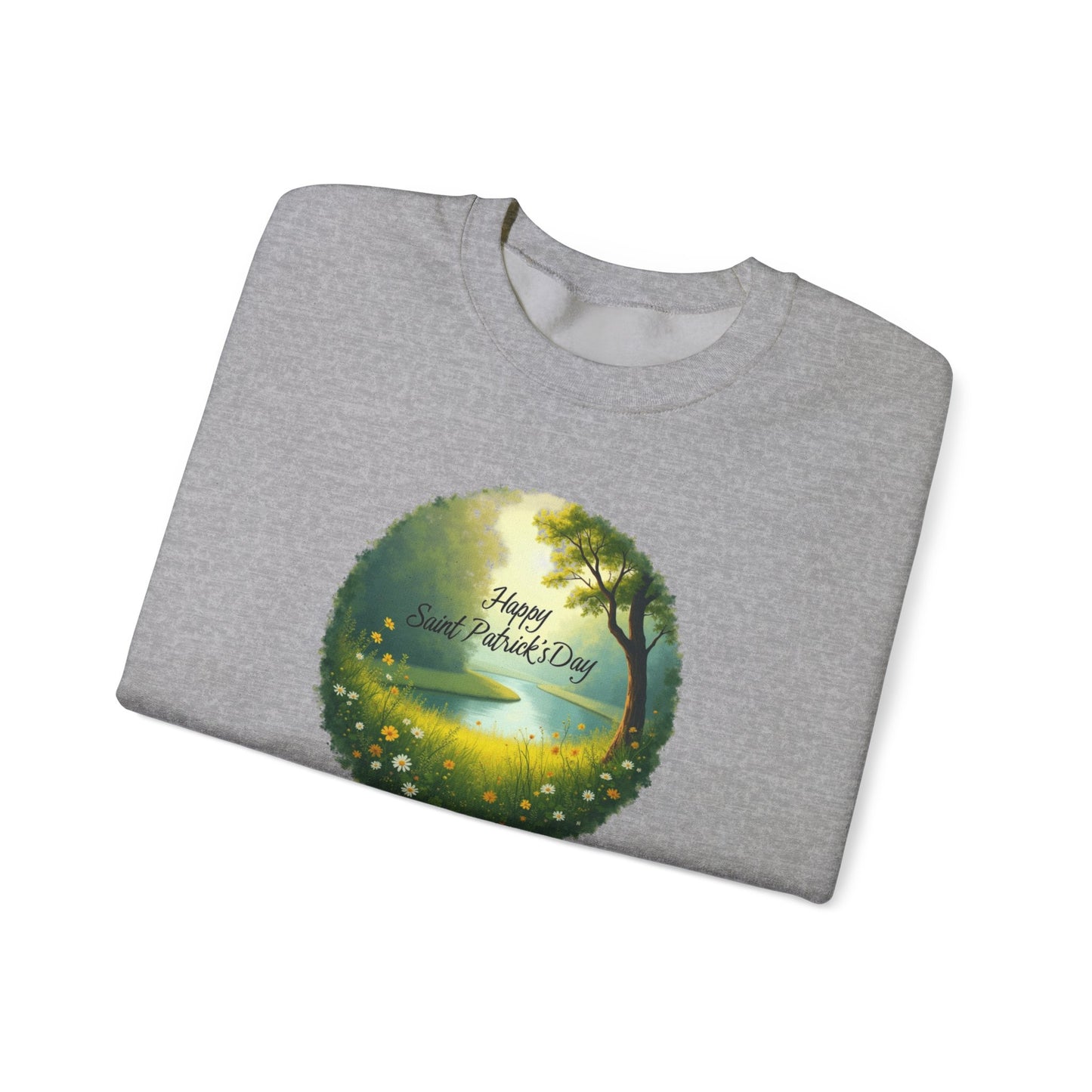 Saint Patrick’s Day Crewneck Sweatshirt — "Happy Earth Day" Nature Graphic