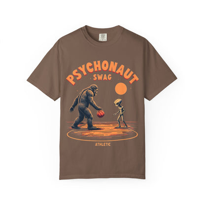 Alien vs Bigfoot, Psychonaut Swag Unisex T-Shirt, Funny Graphic Tee, Unique Gift for Gamers, Outdoor Lovers, Birthday, Casual Wear - Psychonaut Swag