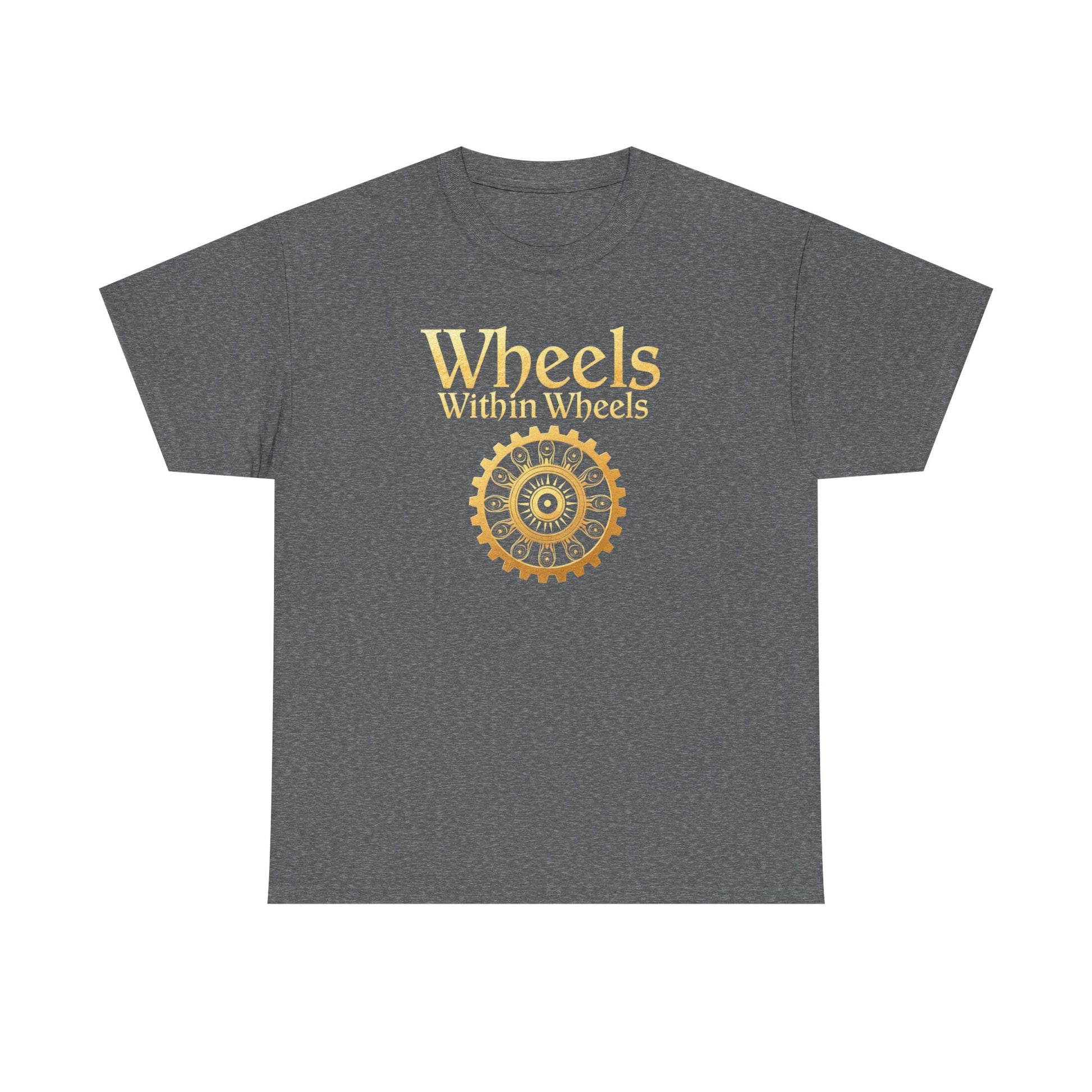 Wheels within wheels, Unisex Heavy Cotton Tee, Casual Wear, Gift for Cyclists, Graphic T-Shirt, Birthday Gift, Summer Style - Psychonaut Swag