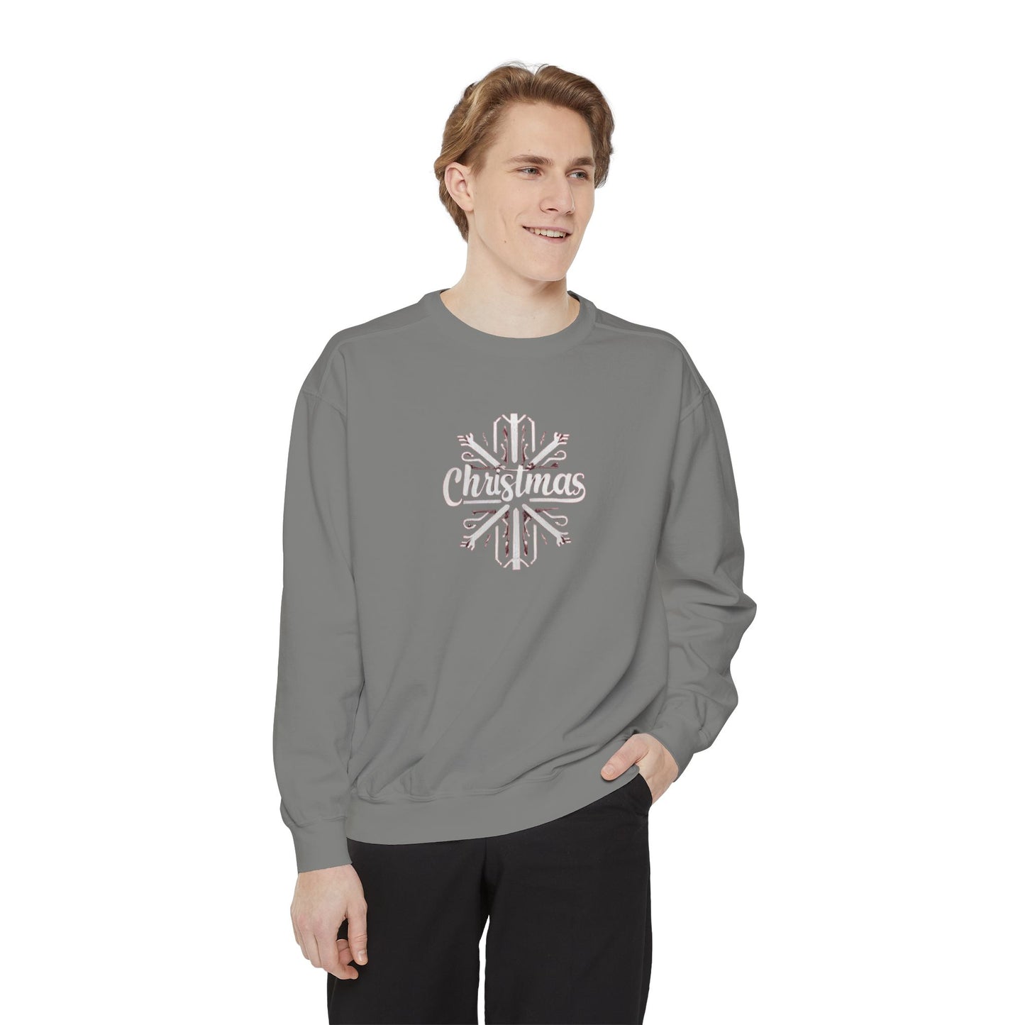 Christmas Snowflake, Unisex Garment-Dyed Sweatshirt