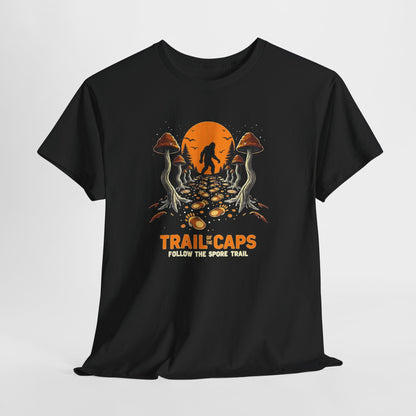 Trailcaps Mushroom Tee — “Follow the Spore Trail” Forest Adventure Shirt
