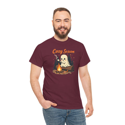 Cozy Season Tee — Cute Ghost Campfire Halloween T-Shirt