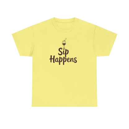 Sip Happens Unisex Heavy Cotton Tee - Funny Graphic Shirt, Casual Wear, Gift for Coffee Lovers, Everyday Comfort, Birthday Party T-Shirt - Psychonaut Swag
