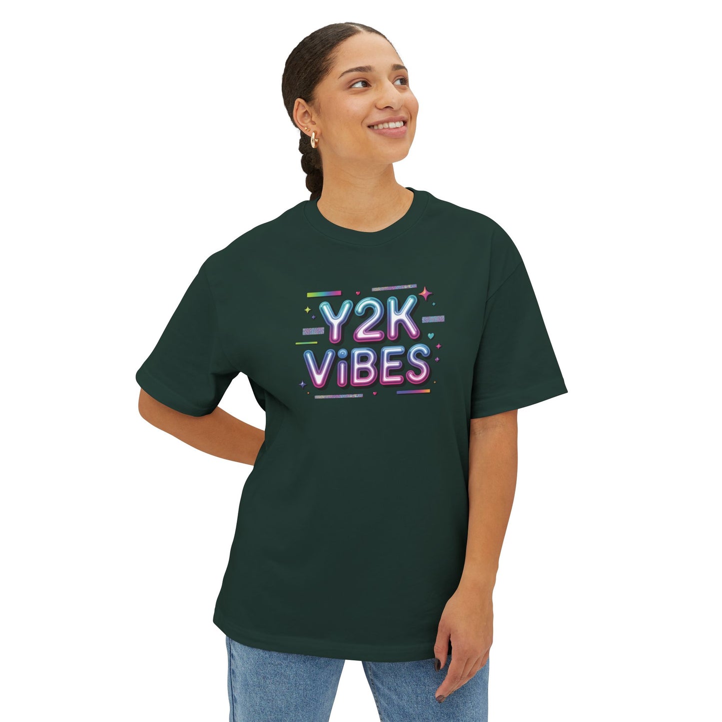 Y2K Vibes Tee - Retro 2000s Graphic Boxy T-Shirt