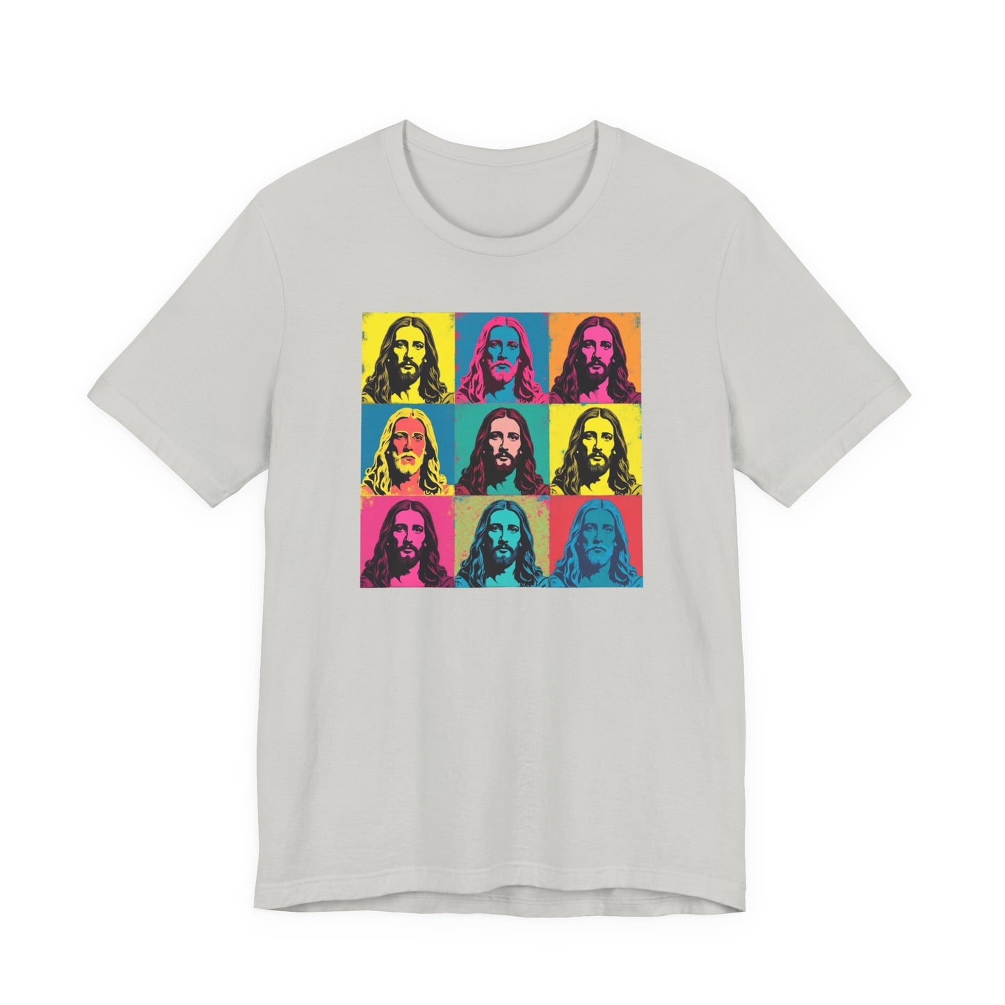 Jesus, Pop Art T-Shirt — Retro Colorful Nine-Panel Graphic Tee