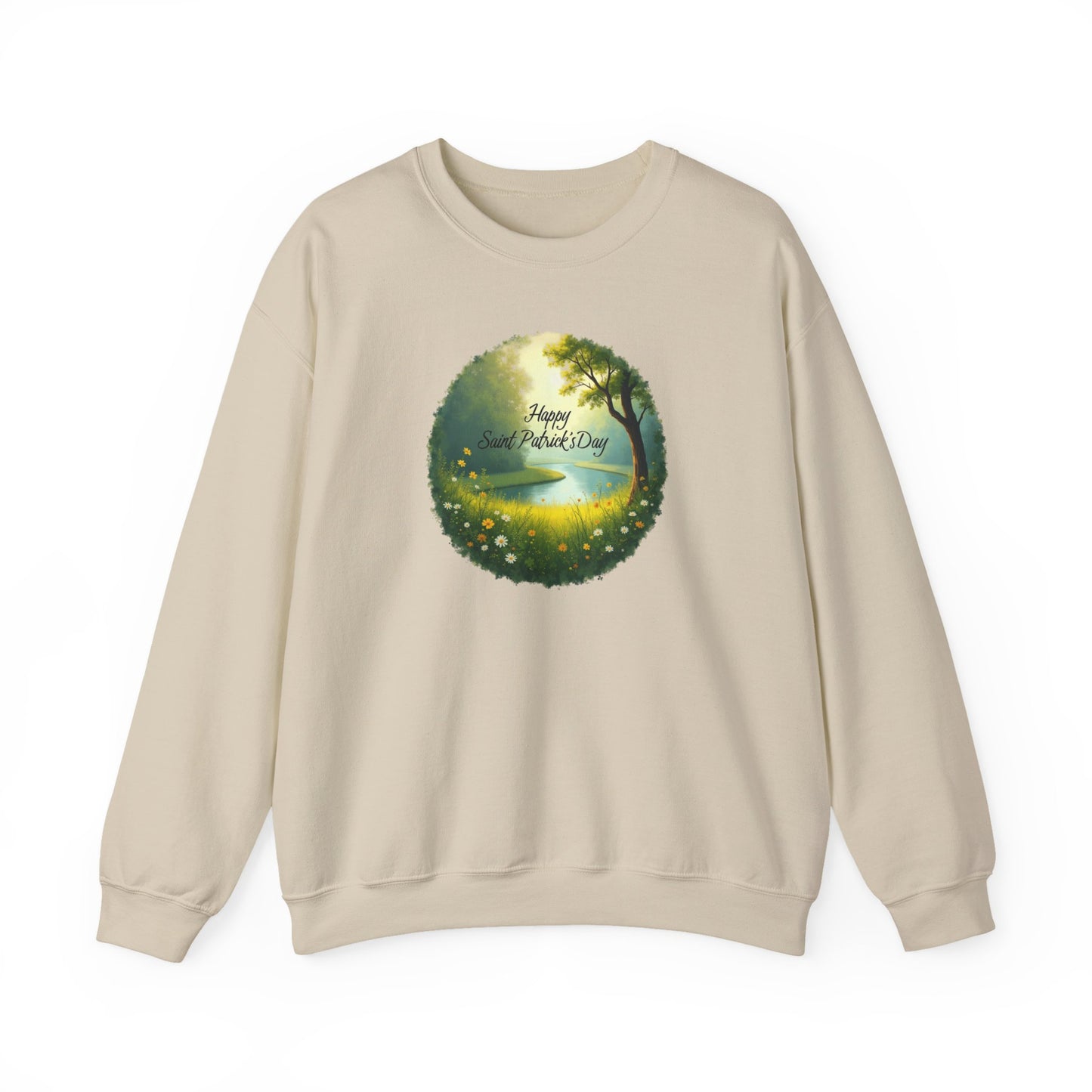 Saint Patrick’s Day Crewneck Sweatshirt — "Happy Earth Day" Nature Graphic