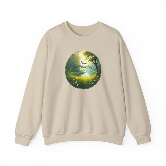 Saint Patrick’s Day Crewneck Sweatshirt — "Happy Earth Day" Nature Graphic