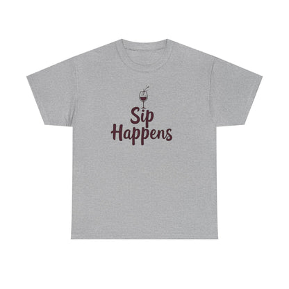 Sip Happens Unisex Heavy Cotton Tee - Funny Graphic Shirt, Casual Wear, Gift for Coffee Lovers, Everyday Comfort, Birthday Party T-Shirt - Psychonaut Swag
