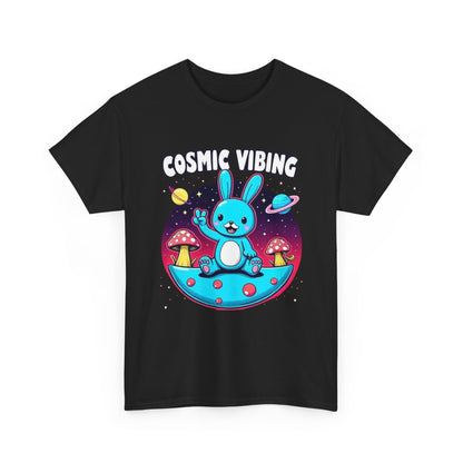 Cosmic Vibing Bunny, Tee — Cute Bunny Space Graphic T-Shirt