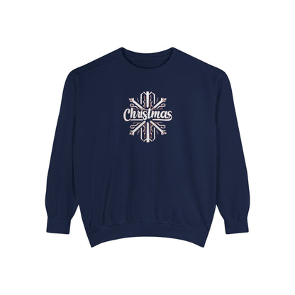Christmas Snowflake, Unisex Garment-Dyed Sweatshirt