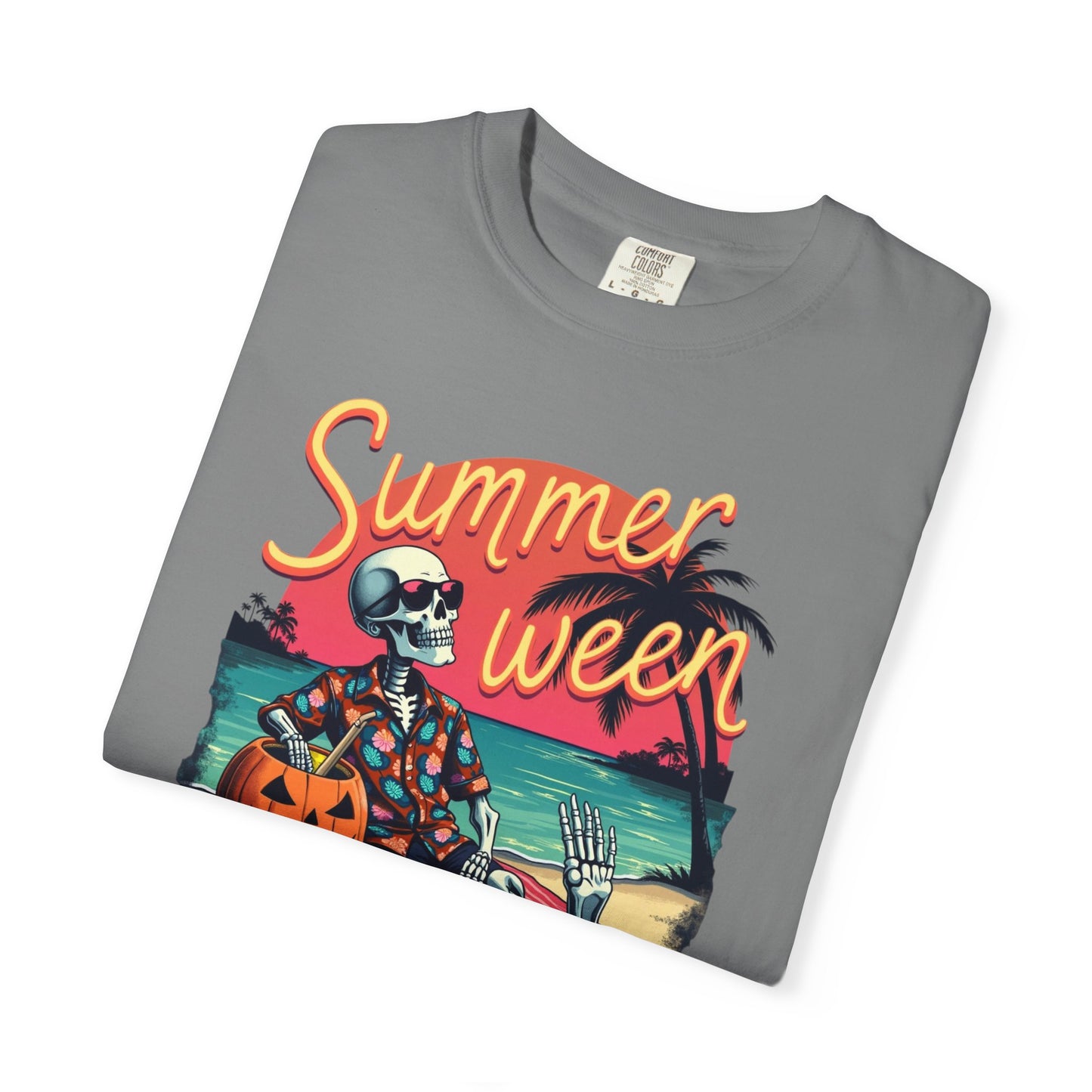 T-Shirt — "Summerween" Beach Skeleton Halloween Graphic Tee