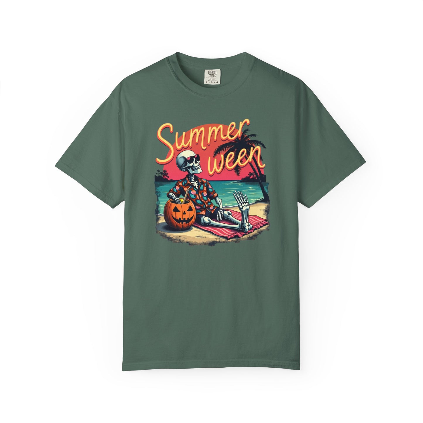 T-Shirt — "Summerween" Beach Skeleton Halloween Graphic Tee