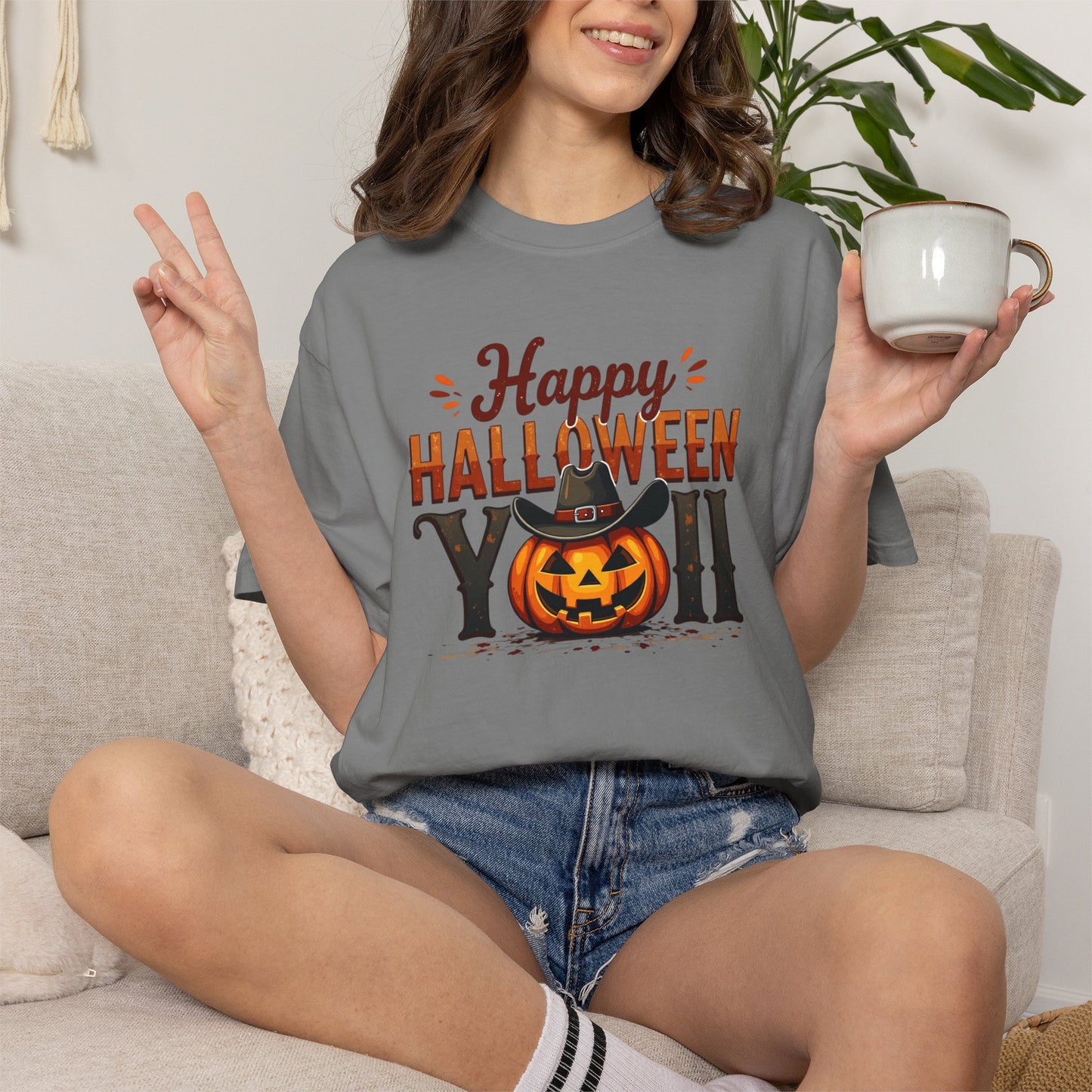 Halloween T-Shirt — "Happy Halloween You" Pumpkin Witch Graphic