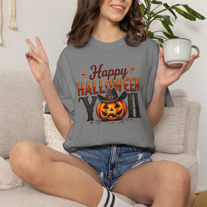 Halloween T-Shirt — "Happy Halloween You" Pumpkin Witch Graphic
