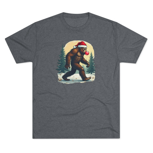 Christmas Bigfoot T-Shirt – Santa Hat Sasquatch Holiday Tee