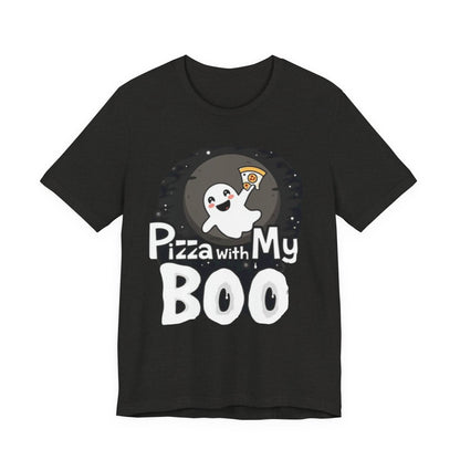 Ghost Pizza Boo Tee - Unisex Jersey Short Sleeve T-Shirt, Funny Halloween Shirt, Spooky Costume, Ghost Lover Gift, October Celebration