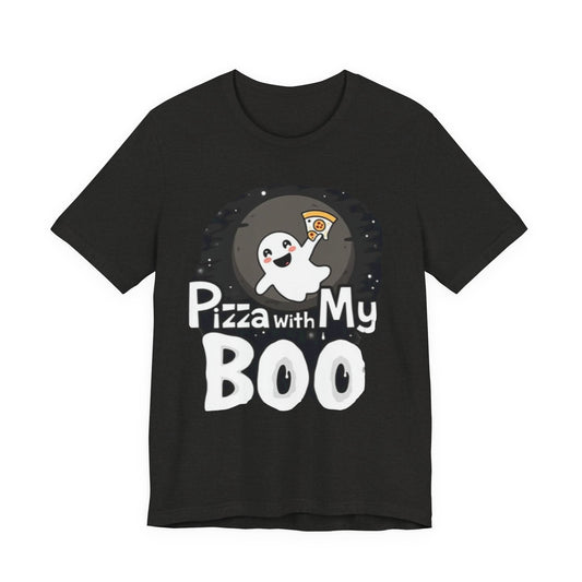Ghost Pizza Boo Tee - Unisex Jersey Short Sleeve T-Shirt, Funny Halloween Shirt, Spooky Costume, Ghost Lover Gift, October Celebration