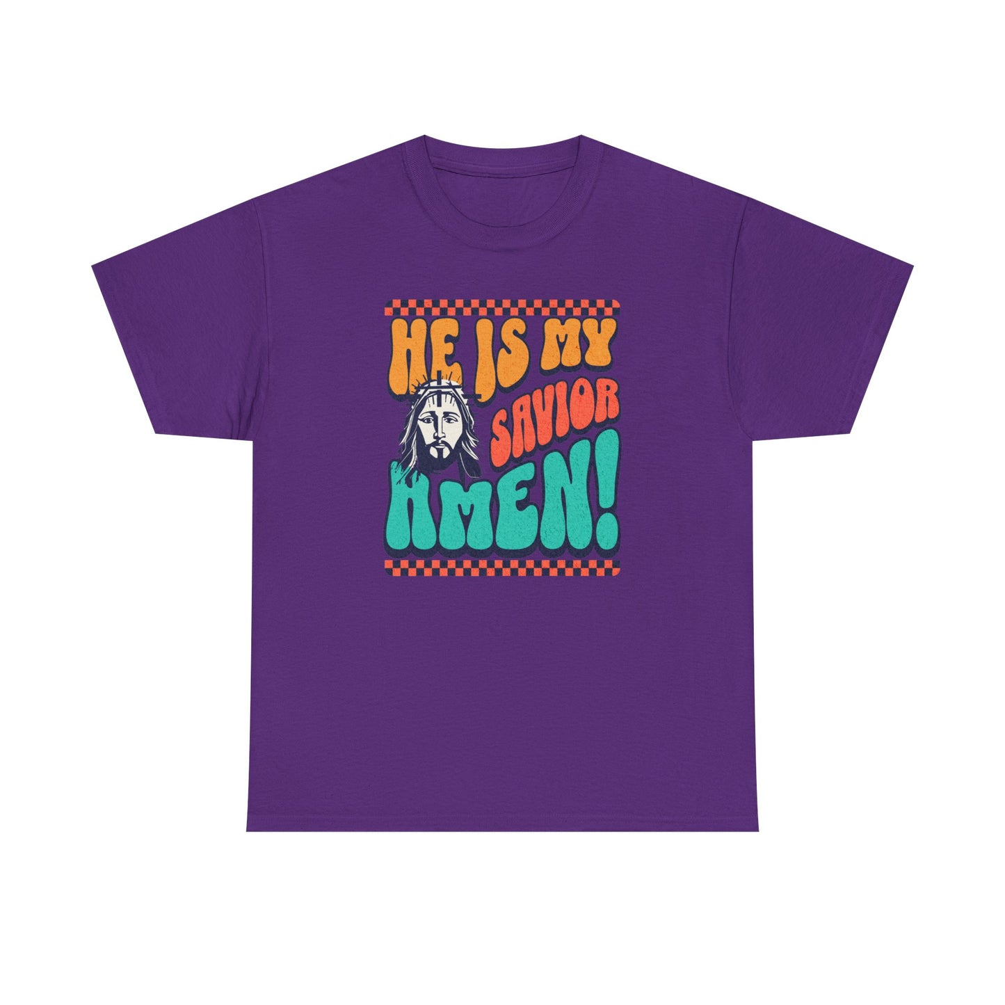 Christian T-Shirt – "He Is My Savior Amen!" Retro Jesus Graphic Tee