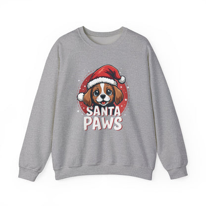 Christmas Dog Sweatshirt — "Santa Paws" Cute Puppy Holiday Crewneck