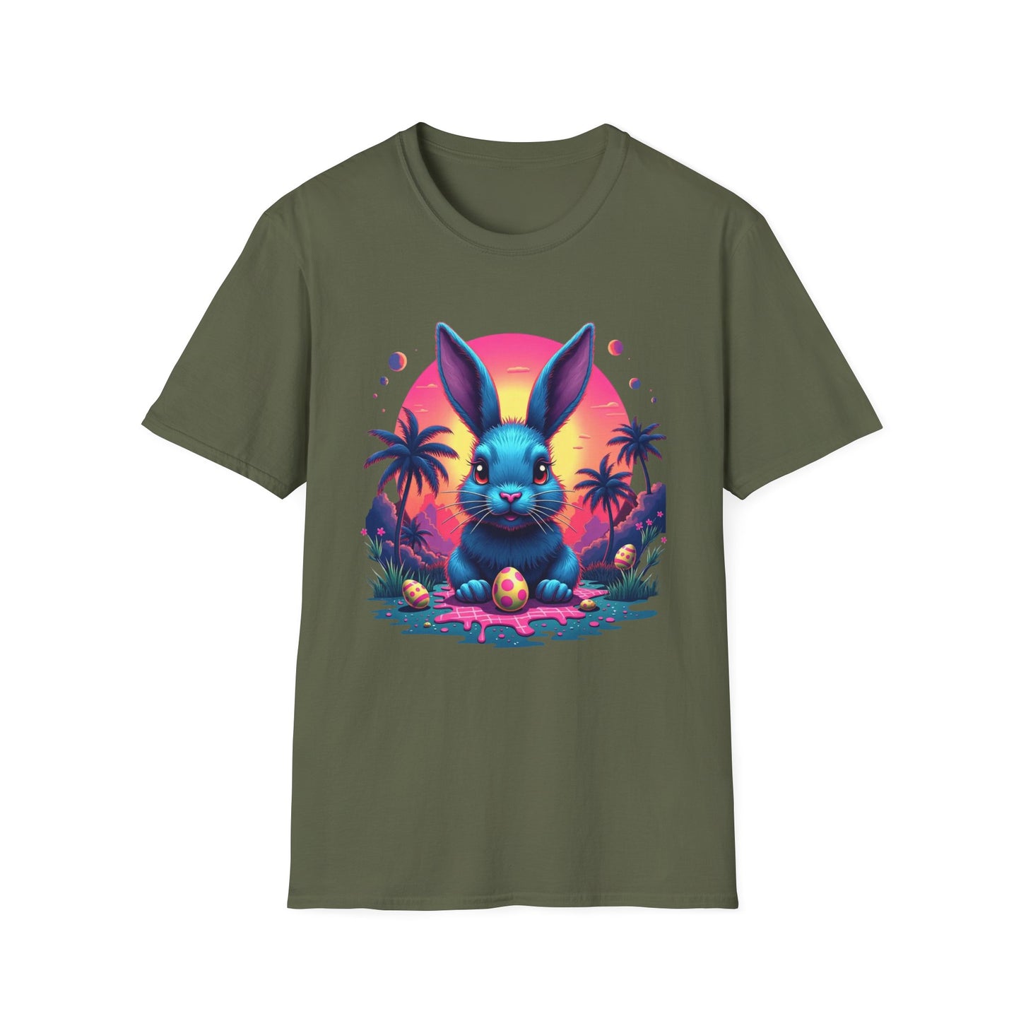 Easter Bunny Neon Sunset, unisex T-Shirt