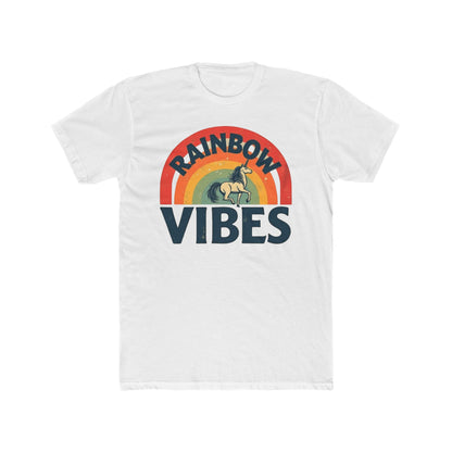 Rainbow Unicorn Vibes Unisex Cotton Crew Tee, Casual Wear, Gift for Friends, Rainbow Theme, Everyday Comfort, Summer Spirit - Psychonaut Swag