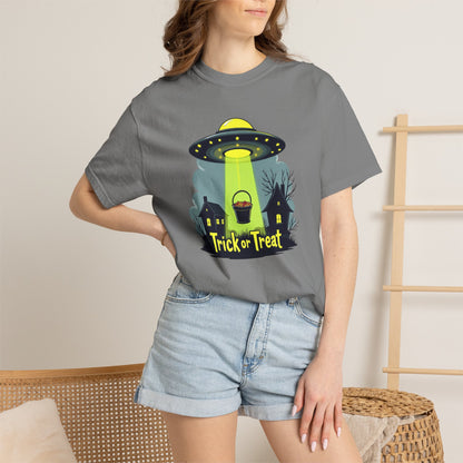 Halloween UFO Trick or Treat T-Shirt — Alien Abduction Spooky Tee
